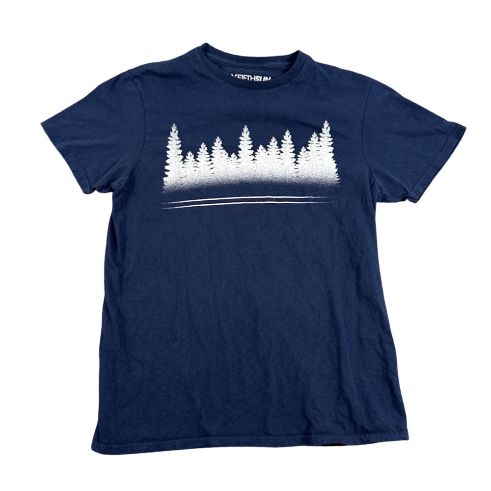 Fifth Sun Graphic T-Shirt Mens Medium Navy Blue 100% Cotton Gradient Forest